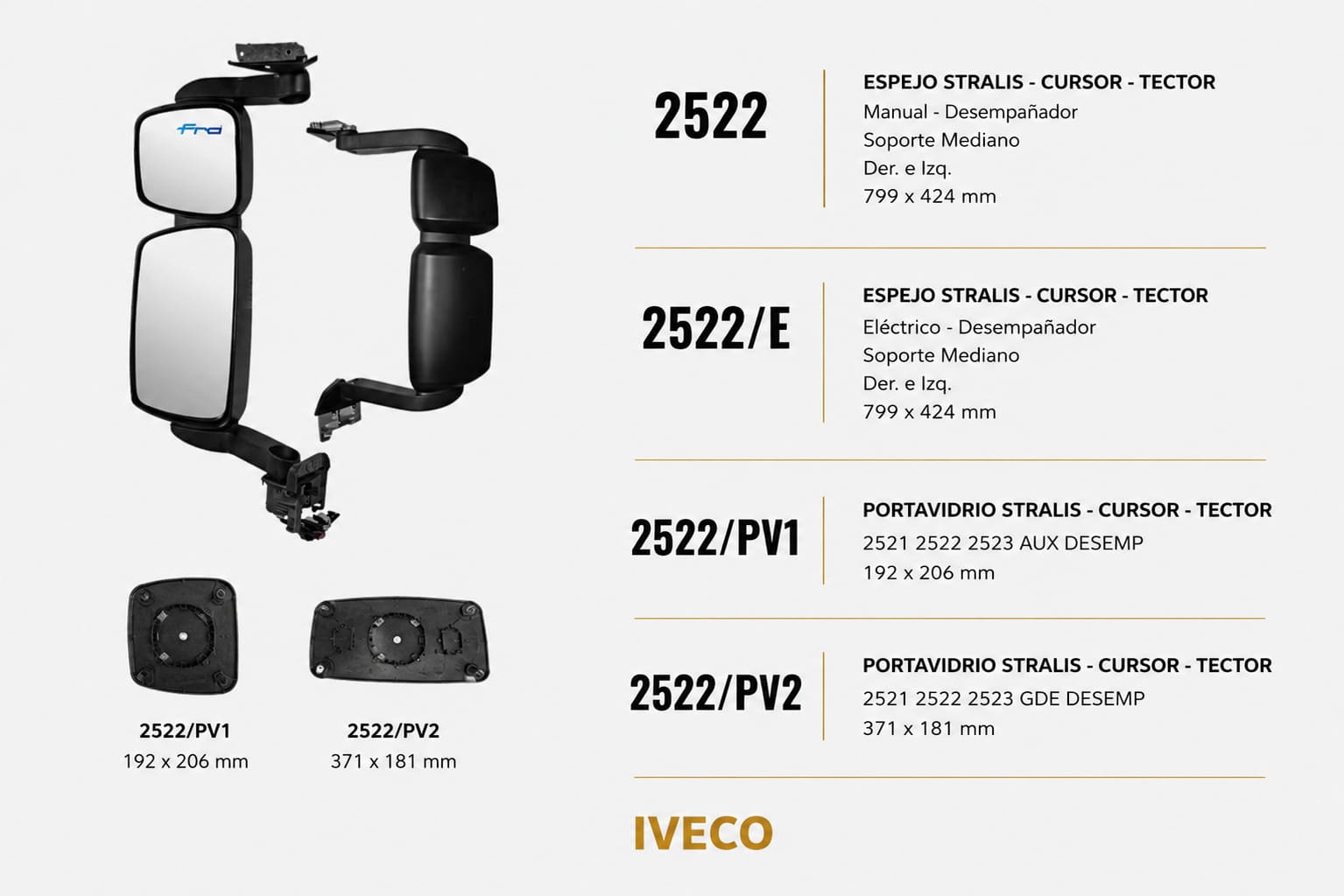 ESPEJO Iveco STRALIS · CURSOR · TECTOR — FRA SRL